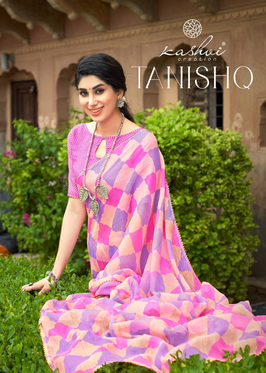 Kashvi Tanishq Fancy Printed Designer Chiffon Ethnic Wear Saree Collection 